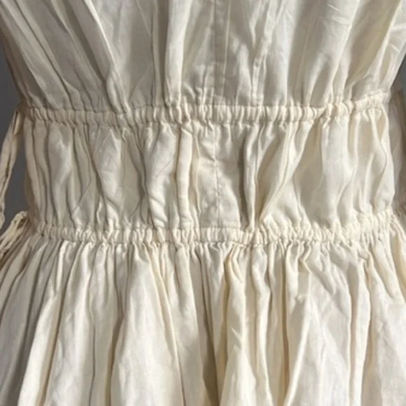 NWOT TORY BURCH Sleeveless Tie Top Smocked Peplum Ivory Shirt Blouse Size 14 - Picture 8 of 15